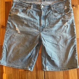 Signature Levi Strauss Men’s Jean Shorts W36 Light Wash Distressed